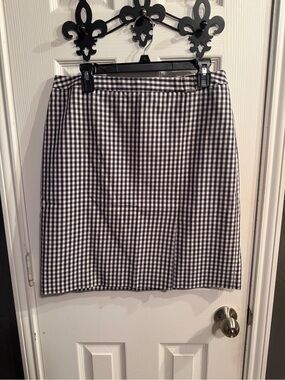 Gingham A-Line Skirt in Navy and White